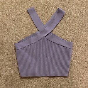 Lavender Crisscross Ribbed Tank Top